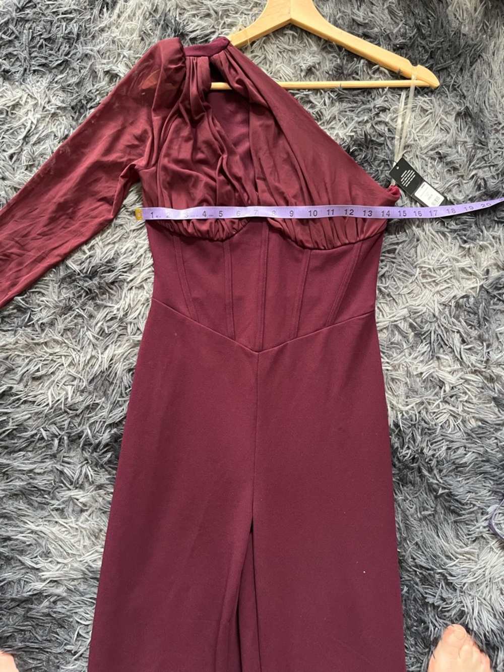 Fashion Nova One Love One-Shoulder, Wide-Leg Flattering Fit Burgundy Size M - Picture 9 of 13